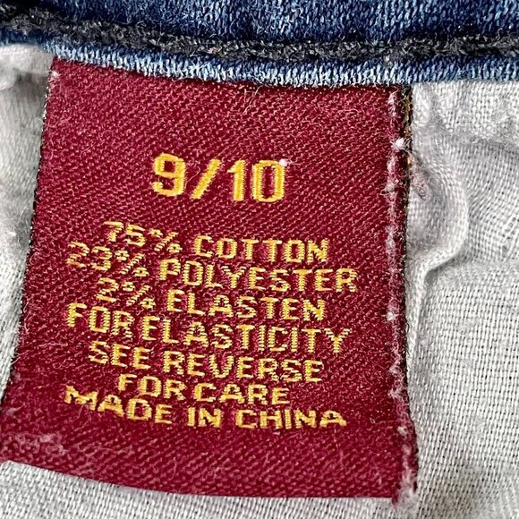 BAMBOO Y2K Low-Rise Faded Mid-Wash Embroidered Studded Skinny Jeans Womens 9/10 - Picture 12 of 14